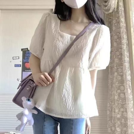 여성 여름 스퀘어넥 루즈핏 벌룬소매 블라우스