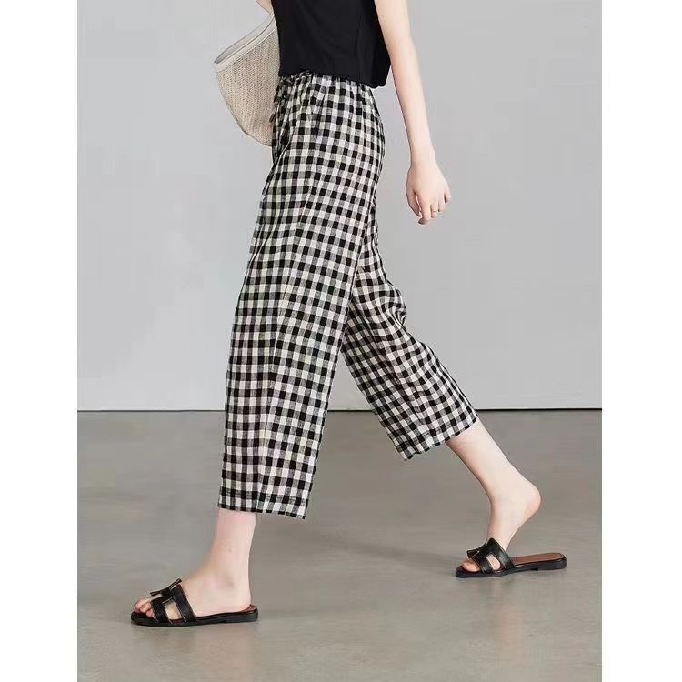 패션고리 여성 밴딩 데일리 체크무늬 팬츠 H1106