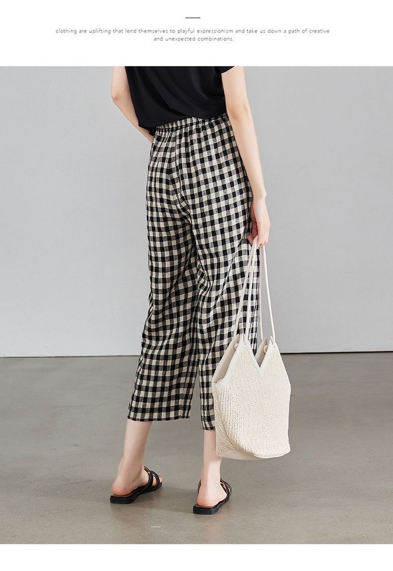 패션고리 여성 밴딩 데일리 체크무늬 팬츠 H1106